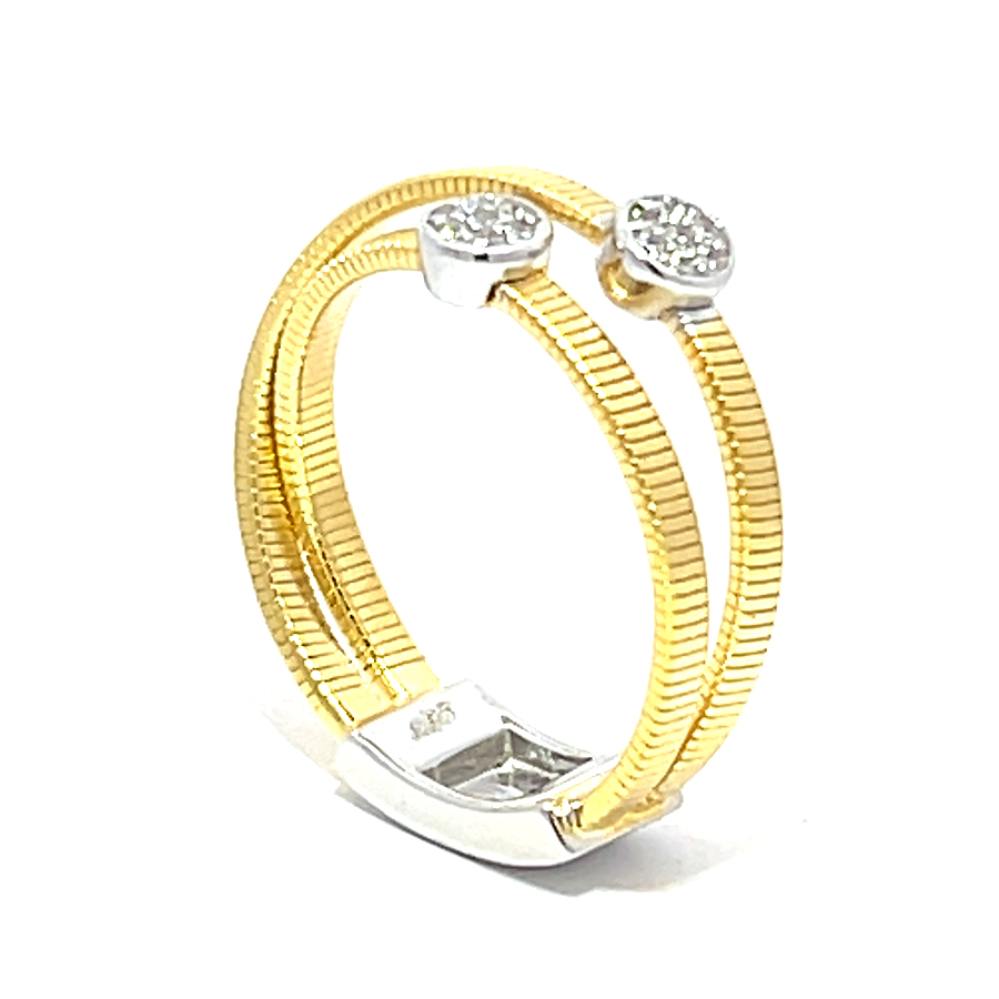 ANILLO DORADO CINTA RAYADO CRUZADO CIRCULO PAVE PREMIUM