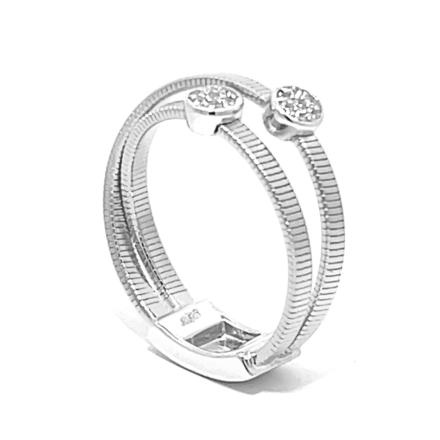 ANILLO BLANCO CINTA RAYADO CRUZADO CIRCULO PAVE PREMIUM