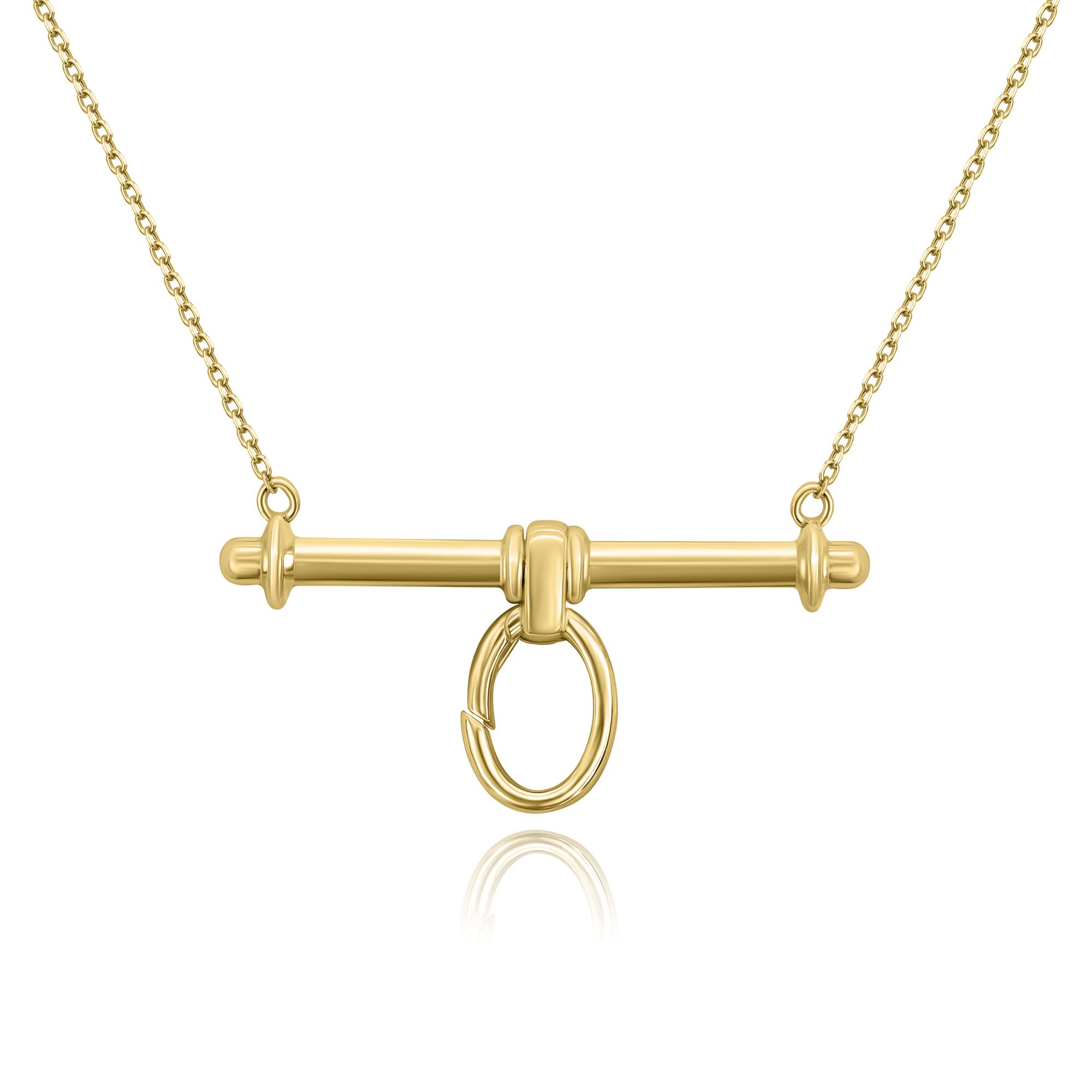 CONJUNTO DORADO BARRITA TRABAS OVALO CENTRAL PREMIUM 42+5CM