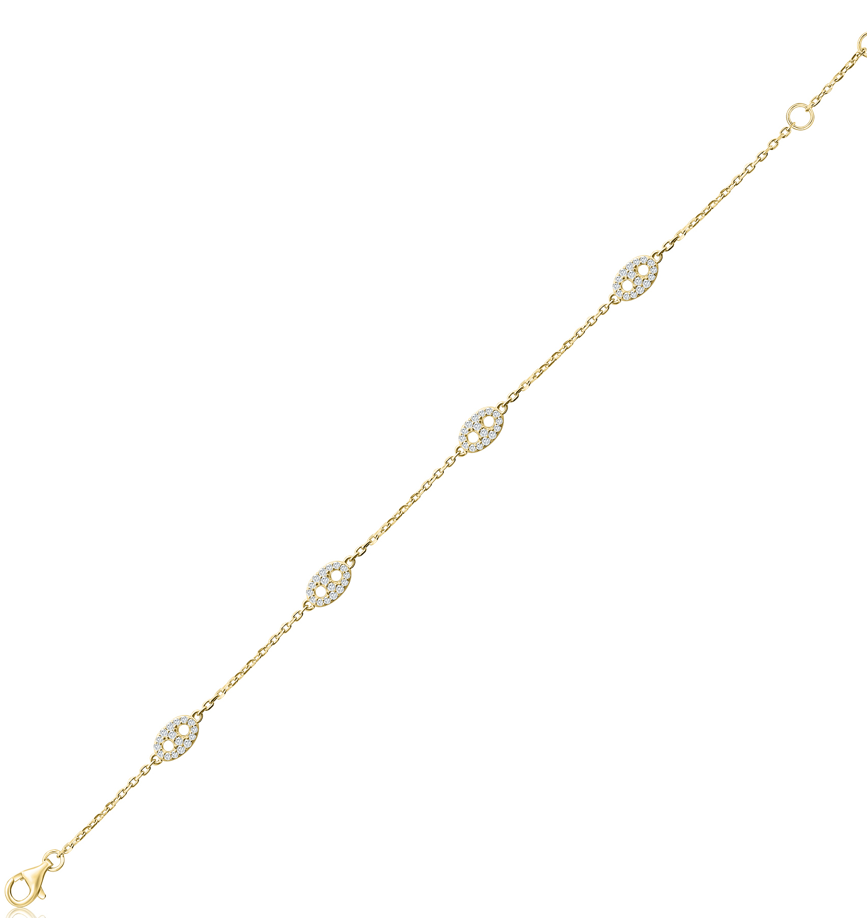 PULSERA DORADA ESLABON OCHITO PAVE  PREMIUM 17.5+1.5 CM ALARGUE