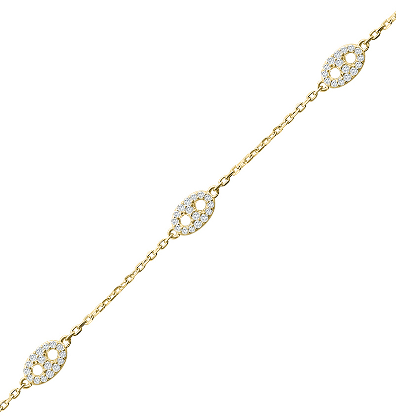 PULSERA DORADA ESLABON OCHITO PAVE  PREMIUM 17.5+1.5 CM ALARGUE