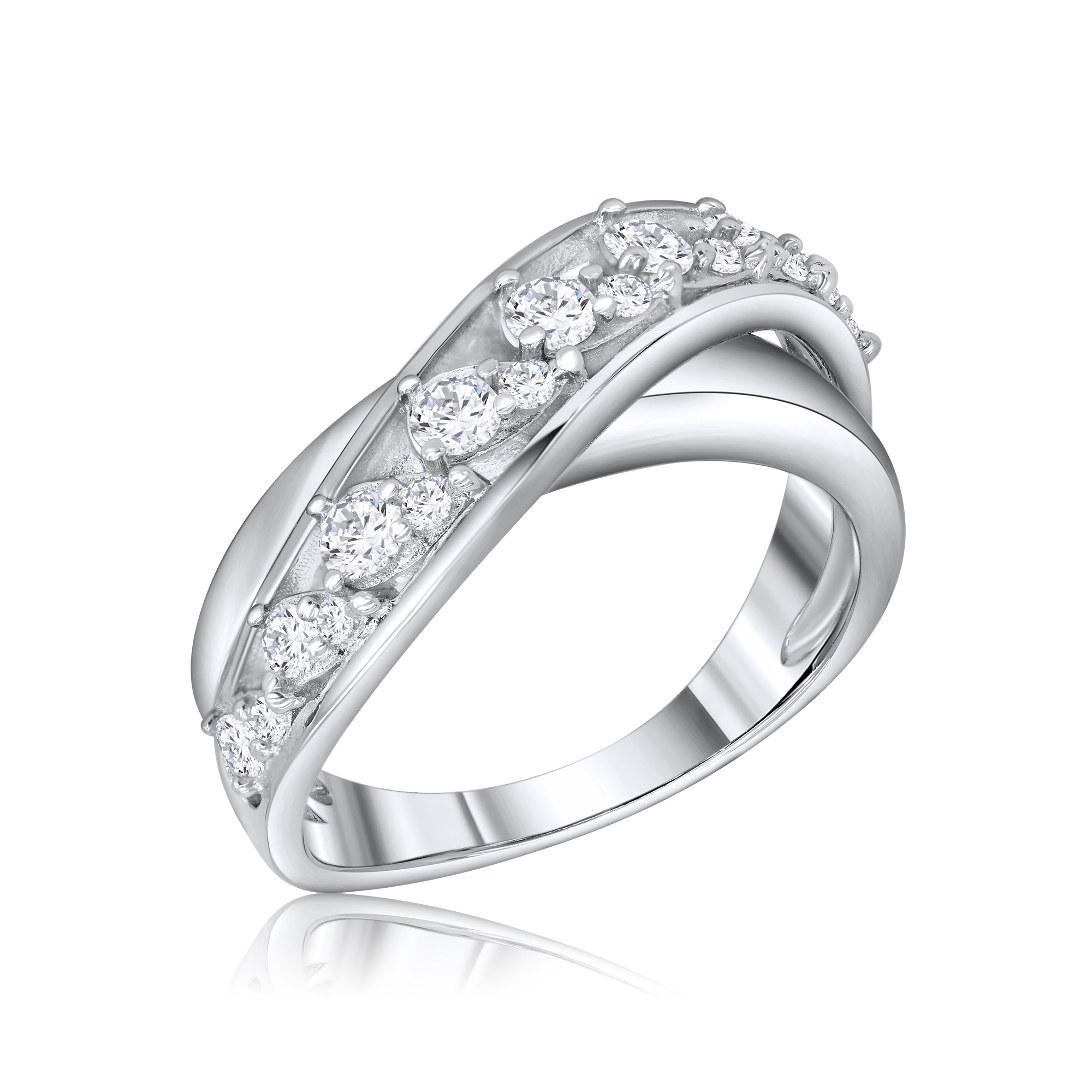 ANILLO BLANCO ONDAS CRUZADO MEDIO SIN FIN PREMIUM