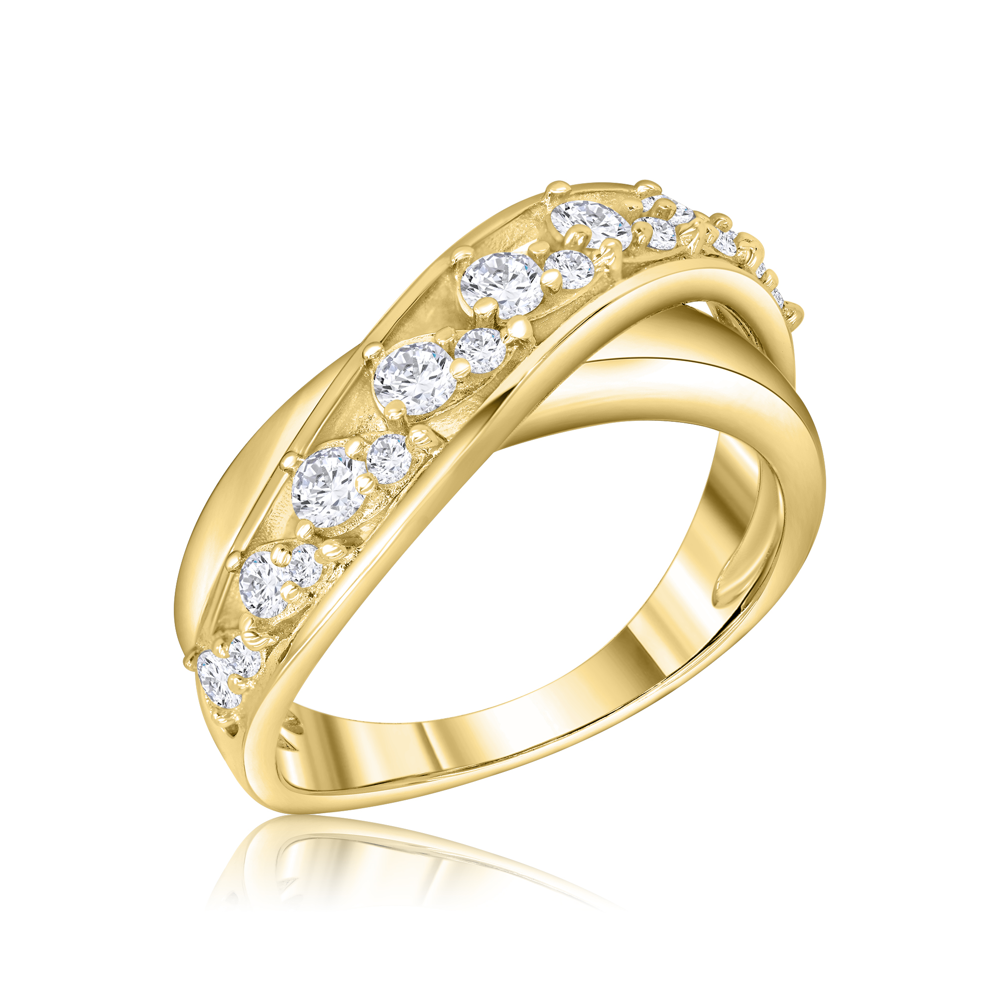 ANILLO DORADO ONDAS CRUZADO MEDIO SIN FIN PREMIUM