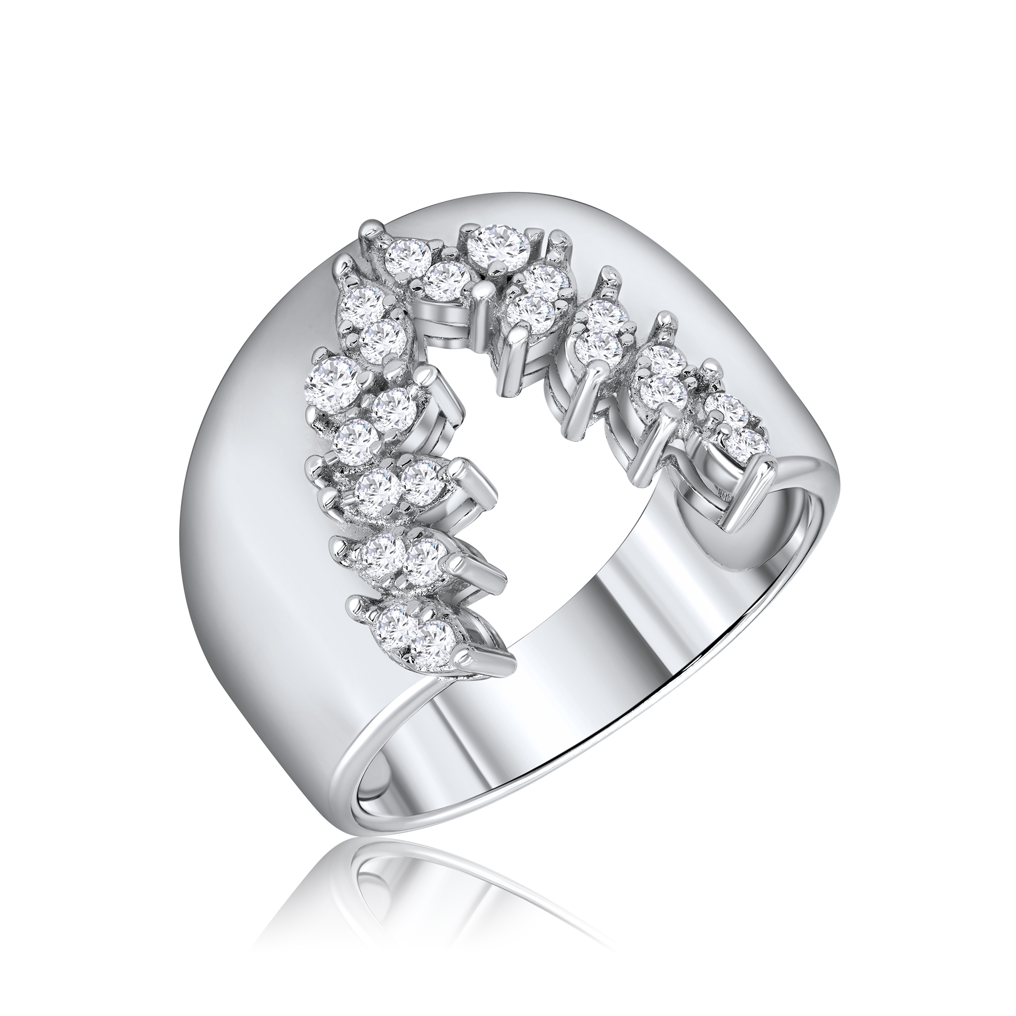 ANILLO BLANCO CORONA LAUREL EN V PREMIUM