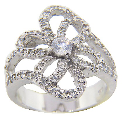 anillo pave flor petalos centro cubic grande