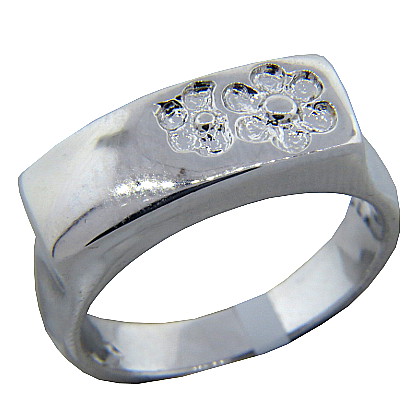 Anillo platabella plano con dos flores rodinado