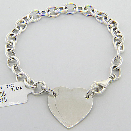 pulsera plata eslabones dije corazon