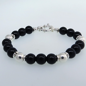 Pulsera bolas y bolas de color negro