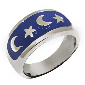 anillo esmaltado luna estrella platabella