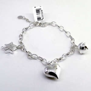 Pulsera eslabonada con dijes colgantes, estrella, corazon, llamador de angel 