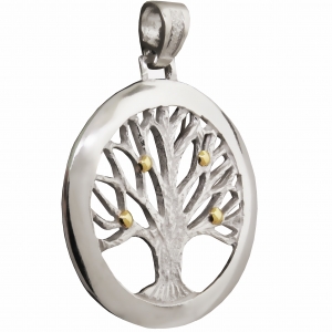 Colgante Medalla árbol de la vida, calada, con detalles en double. 3,6 cm