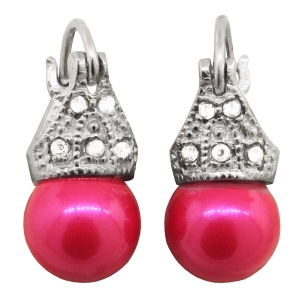 Par aros lady capricho perlas rosadas 8 mm