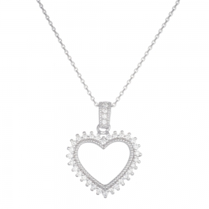 Conjunto corazon contorno con piedras 