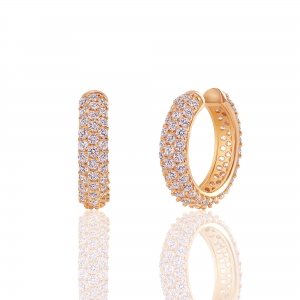 Par aros argolla, linea premium, pavee, rosadas, abiertas