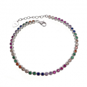 PULSERA PIEDRAS VIROLA MULTICOLOR CON ALARGUE