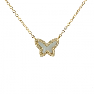 CONJUNTO DORADO MARIPOSA MADRE PERLA CON PIEDRAS CONTORNO