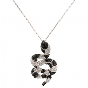 CONJUNTO SERPIENTE PAVE PIEDRAS BLANCAS Y NEGRAS