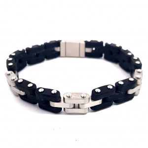 PULSERA PANTHER NEGRO COMBINADO CON ACERO