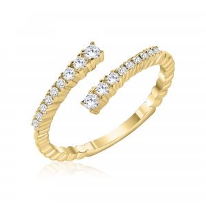 ANILLO LINEA PREMIUM,DORADO CRUZADO CON PIEDRAS