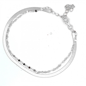 PULSERA BLANCO DOBLE CHATA  17+4CM