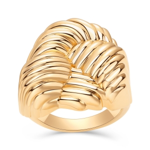 ANILLO DORADO NUDO RAYADO GRANDE