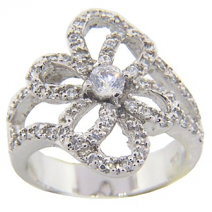 anillo pave flor petalos centro cubic grande