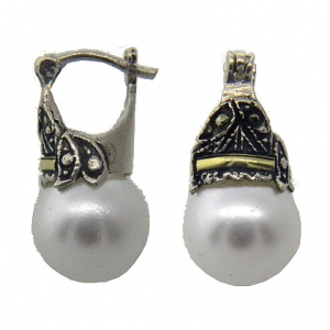 Par aros lady di 12mm perla con double con piedra marquesitas