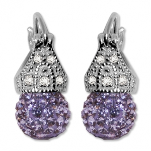 Par aros Lady capricho shiny cristal  color violeta 8 mm