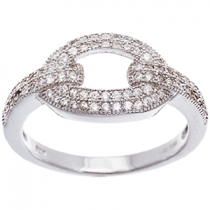 anillo ovalado con piedras calado blanco