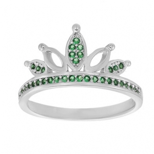 anillo corona piedras verdes, medio sin fin