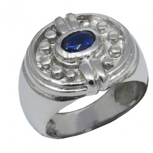 anillo oval bolitas traba piedra azul, platabella