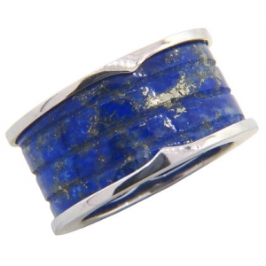 Anillo fuelle ceramica lapiz lazuli picos enfrentados