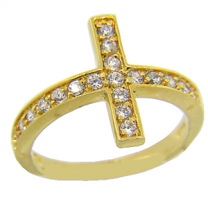 anillo cubic cruz grande amarillo