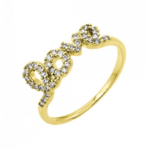 anillo love con piedras amarillo