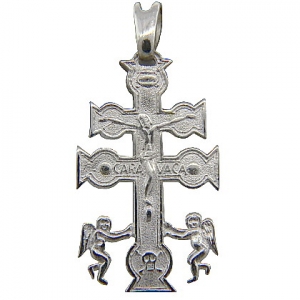 Colgante cruz caravaca, sin piedra, grande. 3,7 cm aprox largo cruz