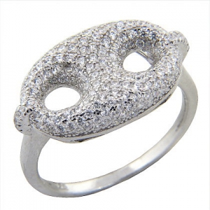 anillo ovalado con piedras, blanco